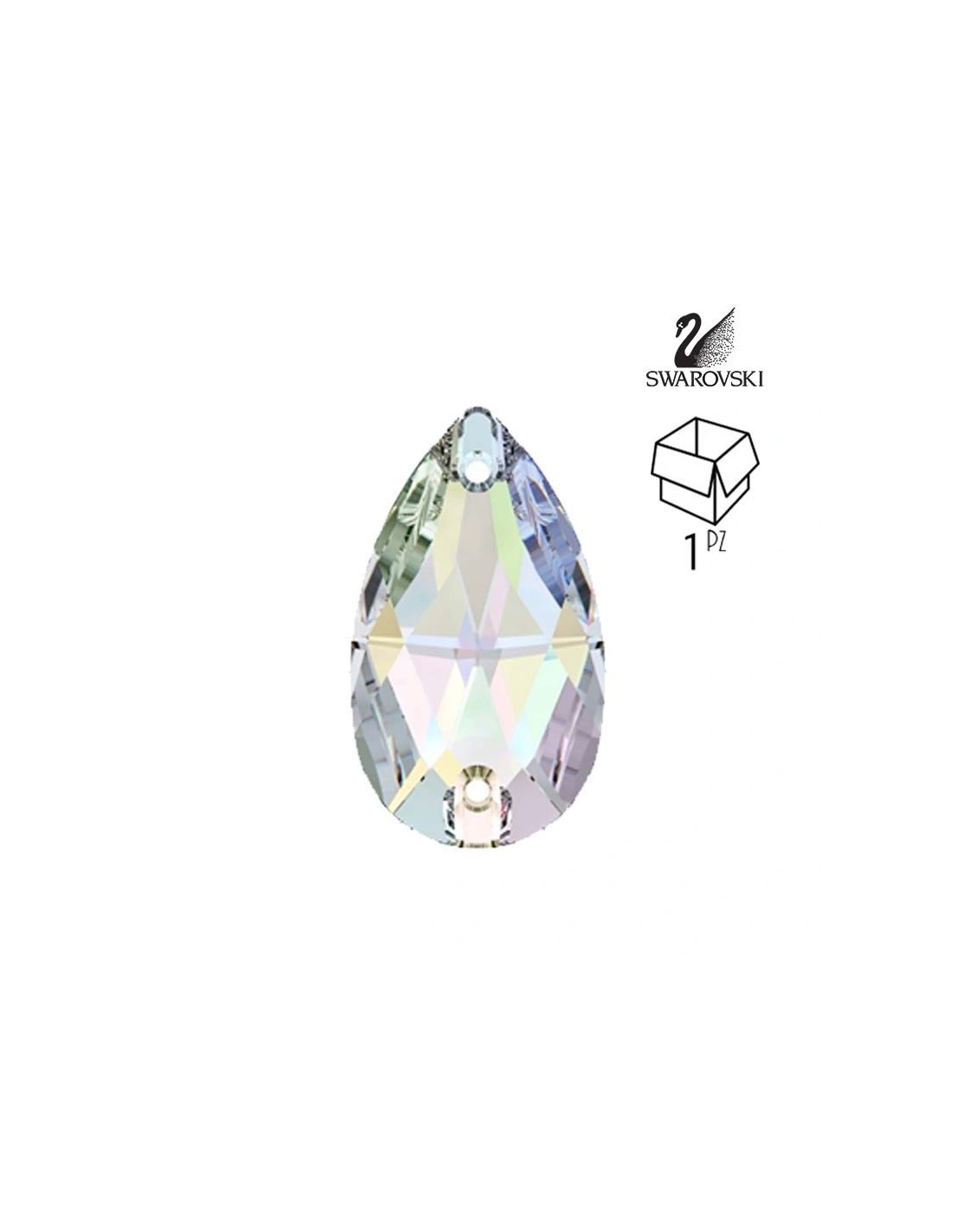 Stone Drop Swarovski mm 28x17 Crystal AB - 1 PC - Stone to be sewn all crystal