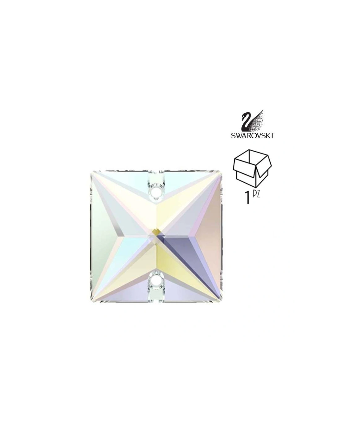 Pietra da Cucire in Cristallo Quadrato Swarovski mm 16 Crystal AB - 1PZ