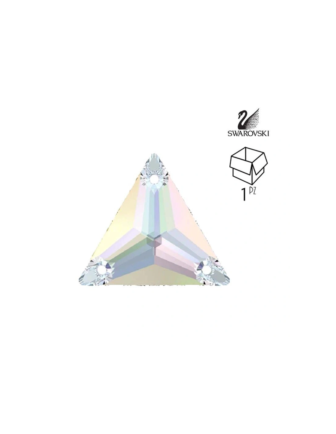 Stone Triangle Swarovski mm 22 Crystal - 1PC - Stone to be sewn all crystal