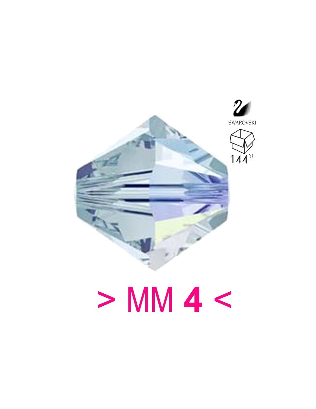 Bicone Swarovski mm 4 Lt. Azore AB - 144 pcs - Biconi