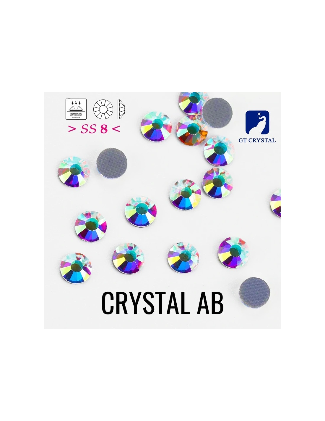 Rhinestones GT Crystal Hotfix ss 8 Crystal AB - 144pcs - Hotfix Strass
