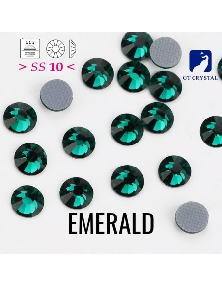 Strass GT Crystal Termoadesivi ss 10  Emerald - 288PZ rhinestones hotfix