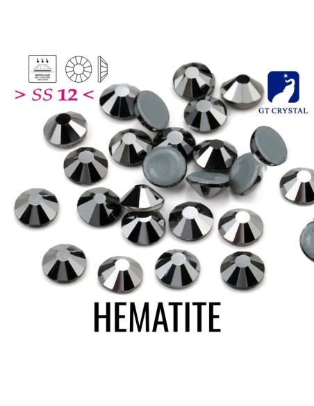 Rhinestones Gt Crystal Hotfix ss 12 Hematite - 144 pcs - Hotfix Strass