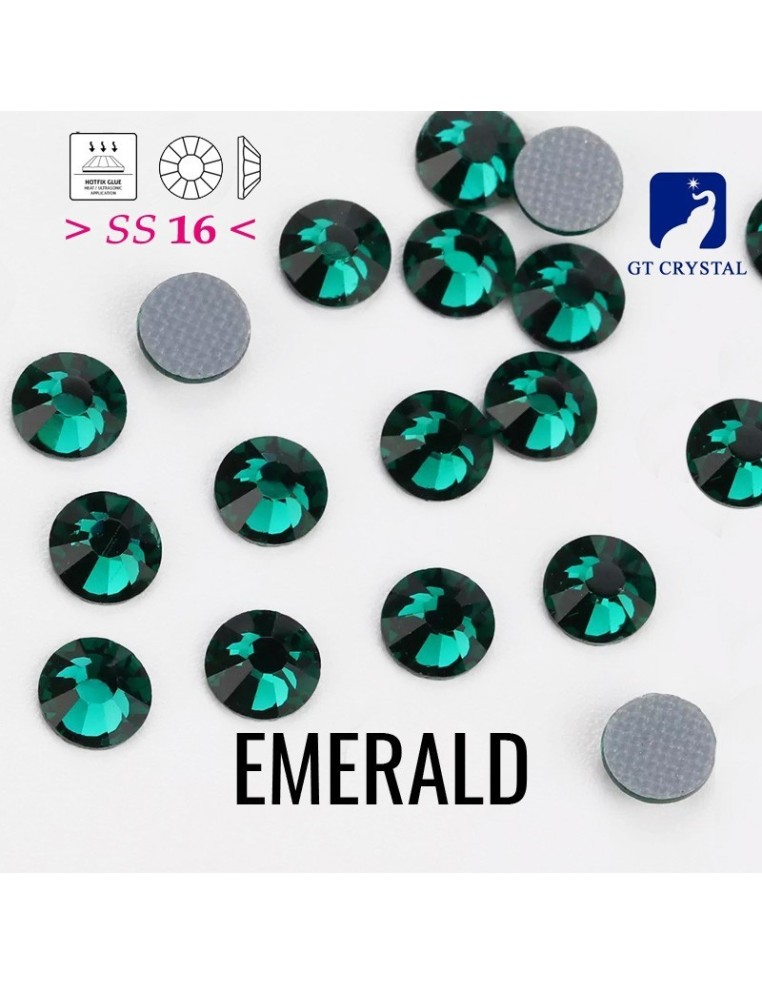 Strass GT Crystal Termoadesivi ss 16 Emerald - 144PZ rhinestones hotfix