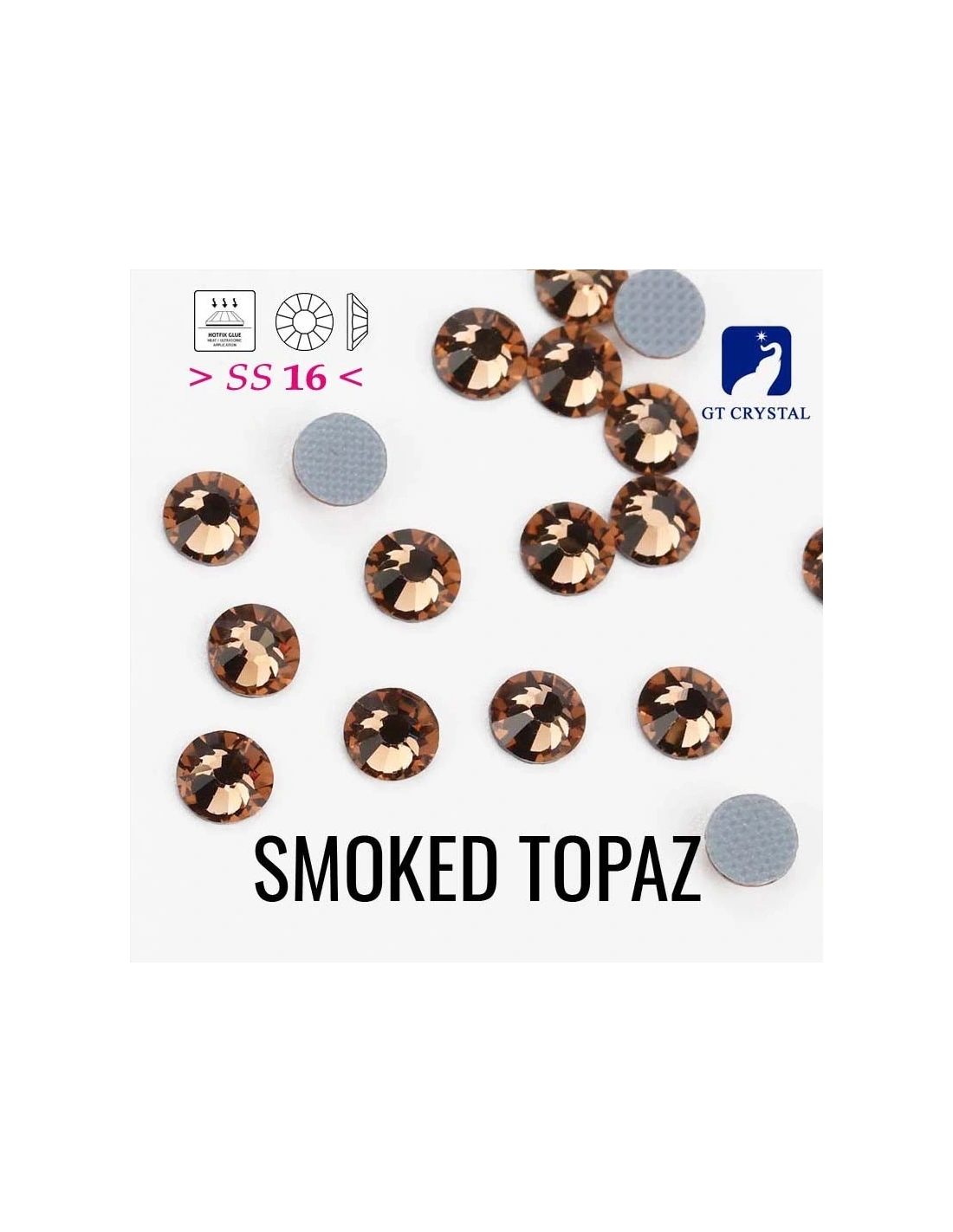 Rhinestones Gt Crystal Hotfix ss 16 Smoke Topaz -144 pcs - Hotfix Strass