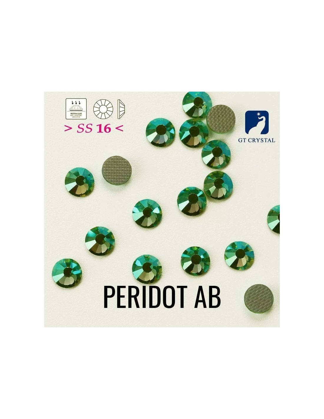 Rhinestones Gt Crystal Hotfix ss 16 Peridot AB -  144 pcs - Hotfix Strass