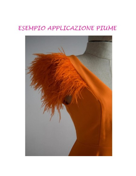 esempio applicazione Frange da cucire Piume di Struzzo Arancio Scuro pacco - 1MT.