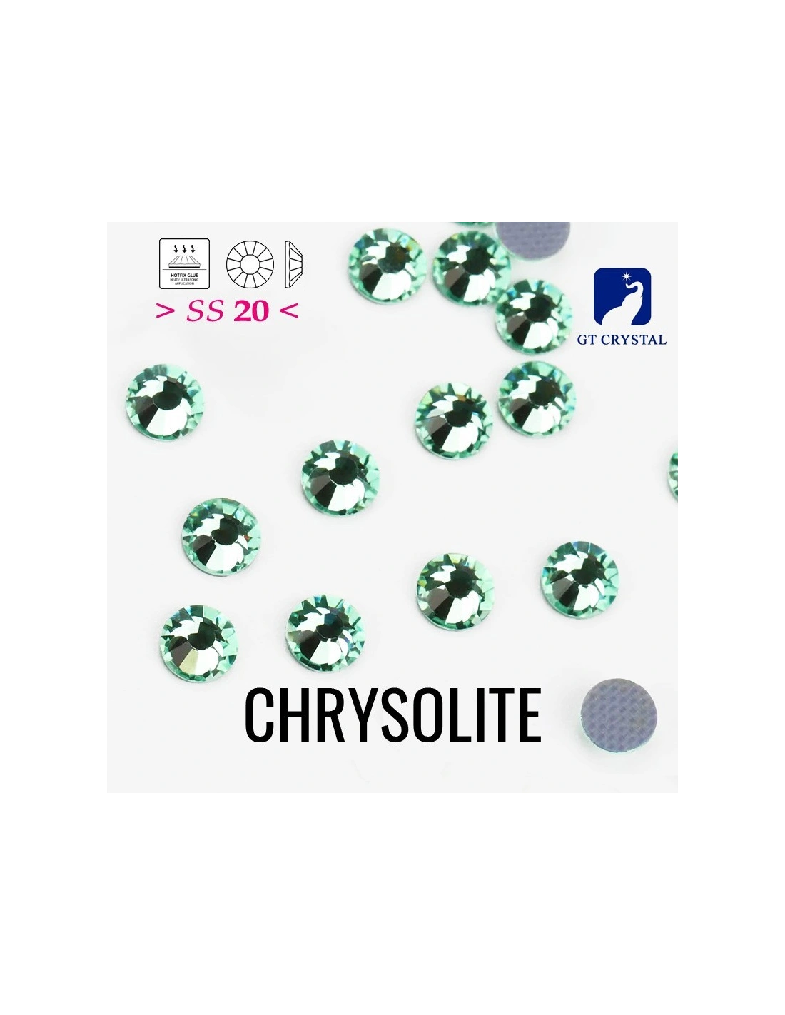 Strass GT Crystal Termoadesivi ss 20  Chrysolite - 144PZ RHINESTONES HOTFIX