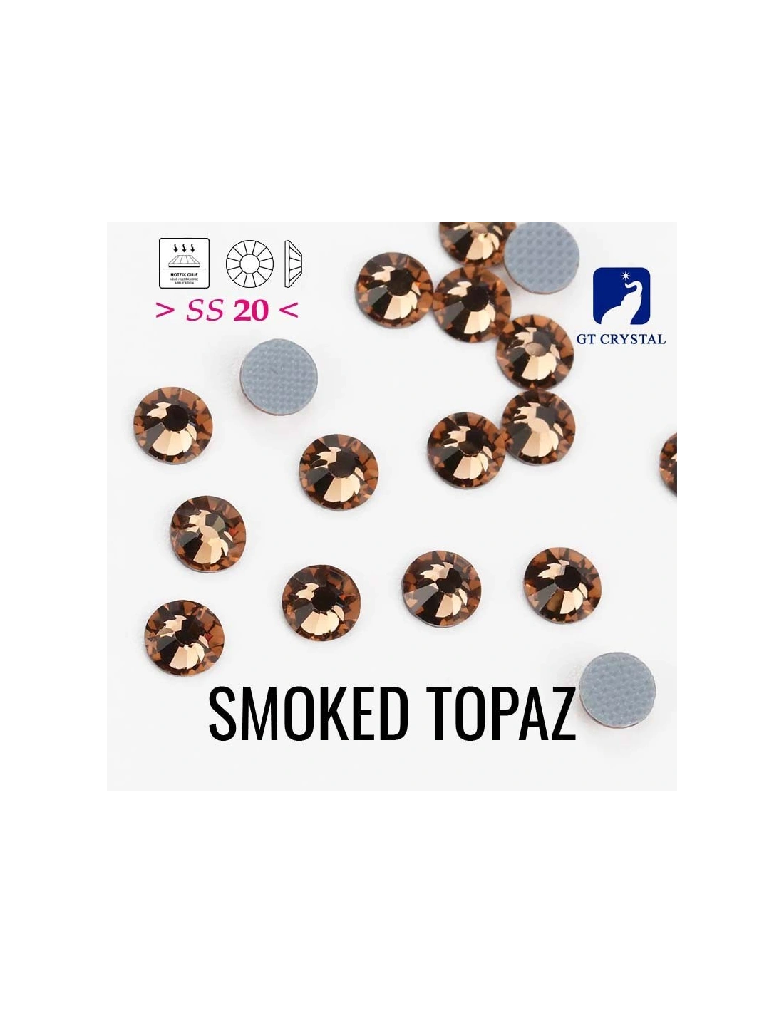 Rhinestones Gt Crystal Hotfix ss 20  Smoke Topaz - 144 pcs - Hotfix Strass