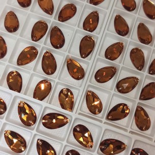 Pietra da Cucire in Cristallo GT Crystal Goccia mm 18x10,5 Amber - 1PZ 2