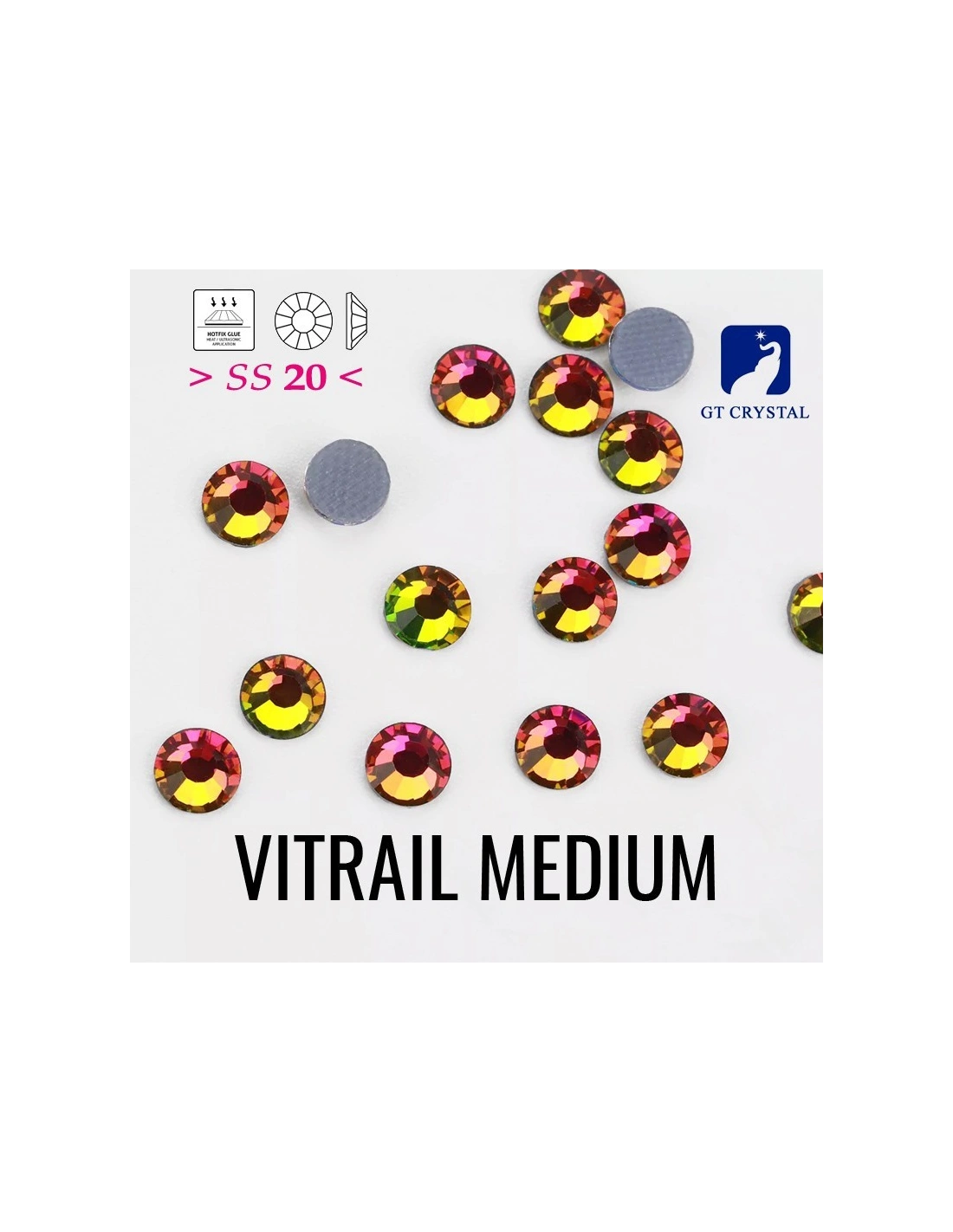 Rhinestones Hotfix Strass GT Crystal Termoadesivo ss 20  Vitrail Medium - 144PZ