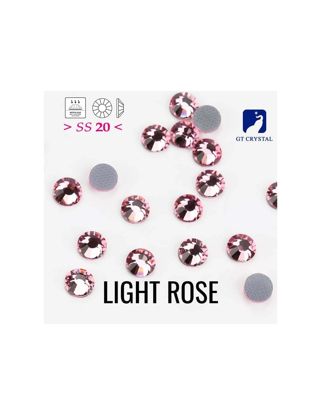 Rhinestones Gt Crystal Hotfix ss 20  Lt. Rose - 144pcs - Hotfix Strass