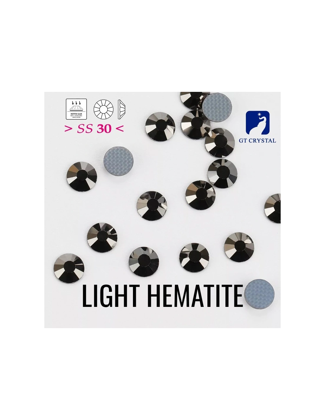 Strass GT Crystal Termoadesivi ss 30 Light Hematite - 144PZ rhinestones hotfix