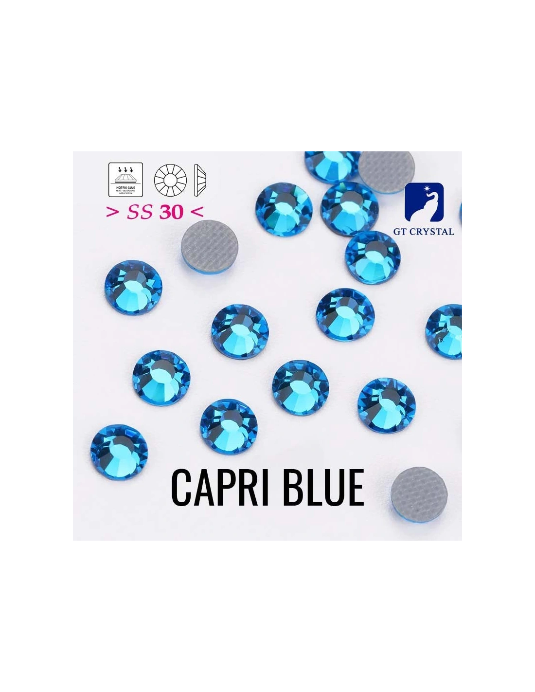 strass termoadesivi gt crystal ss 30 capri blue rhinestones hotfix 6,50mm