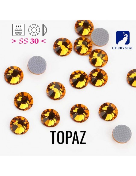 Rhinestones Strass GT Crystal Termoadesivo ss 30 Topaz - 144PZ Hotfix