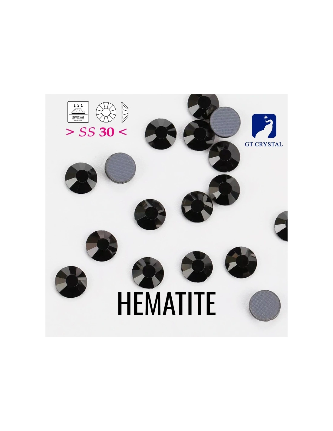 Rhinestones Gt Crystal Hotfix ss 30 Jet Hematite- 144 pcs - Hotfix Strass