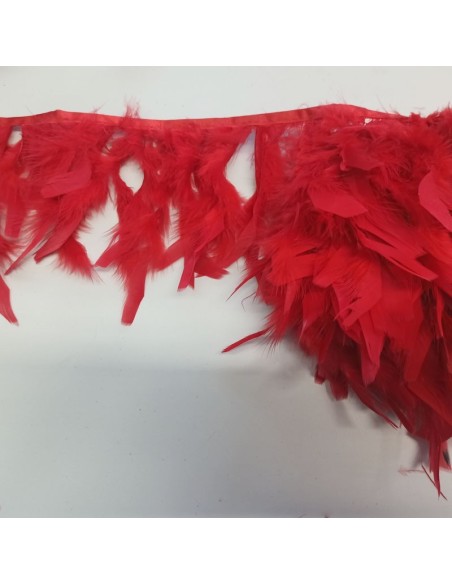 Frange da cucire Piume di Tacchino Rosso pacco - 1MT.