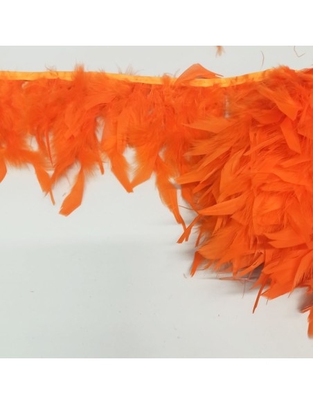 Frange da cucire Piume di Tacchino Arancio pacco - 1MT.