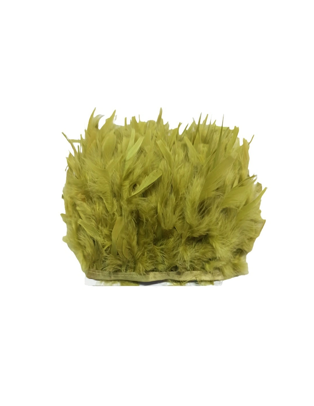 Frange da cucire Piume di Tacchino Verde Muffa pacco - 1MT.