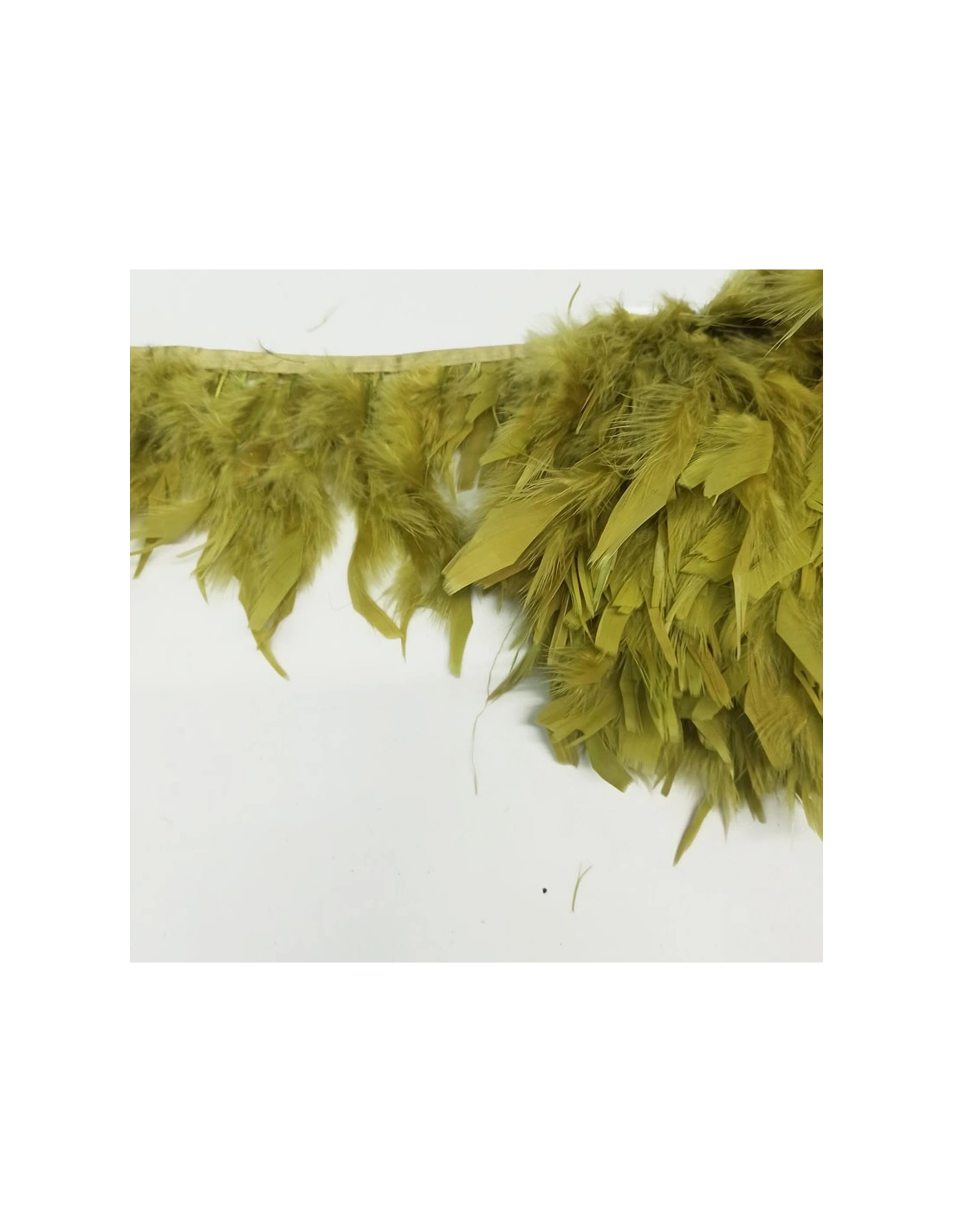 Frange da cucire Piume di Tacchino Verde Muffa pacco - 1MT.