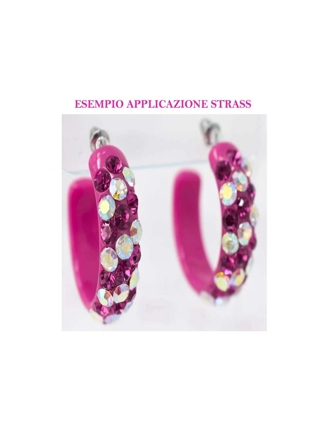 esempio applicazione Strass GT Crystal Termoadesivo ss 20  Fuchsia ab - 144PZ  Rhinestones Hotfix