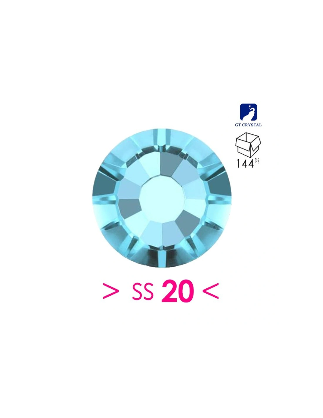 Strass GT Crystal Termoadesivi ss 20 Aquamarine AB - 144PZ - Strass termoadesivi