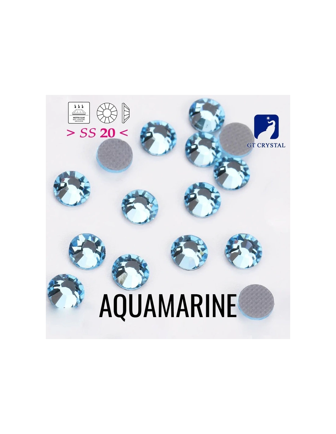 Rhinestones Gt Crystal Hotfix ss 20  Aquamarine AB - 144 pcs - Hotfix Strass