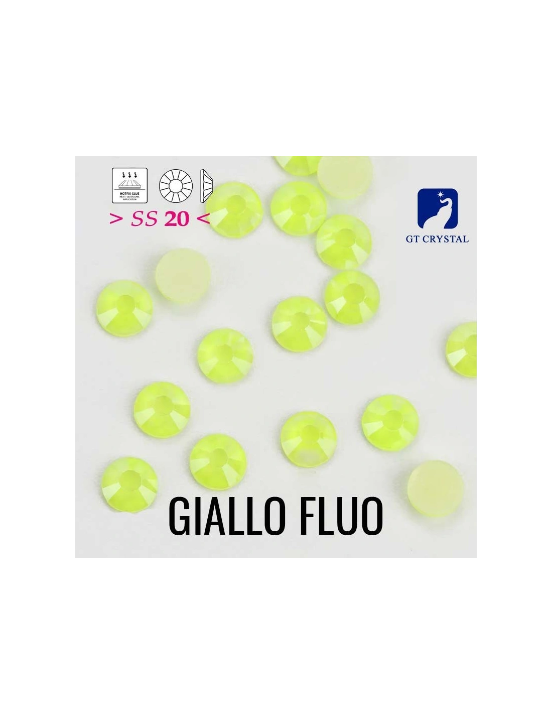 Strass GT Crystal Termoadesivi ss 20 Giallo Fluo - 144PZ rhinestones fluo hotfix