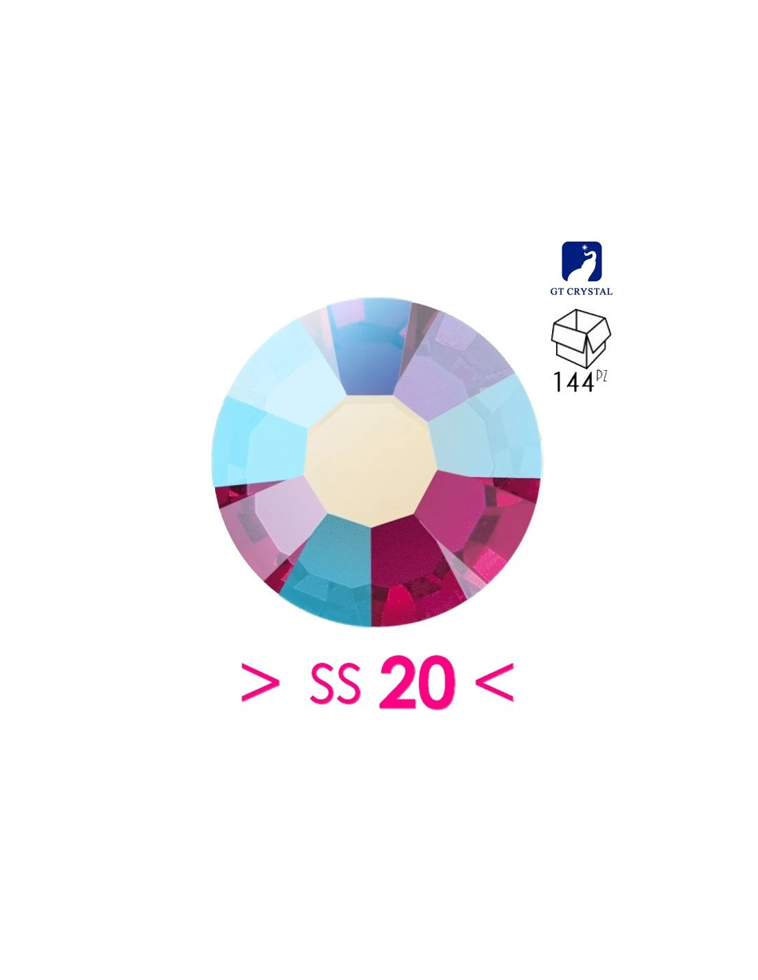Strass GT Crystal Termoadesivo ss 20  Fuchsia ab- 144PZ  Rhinestones Hotfix