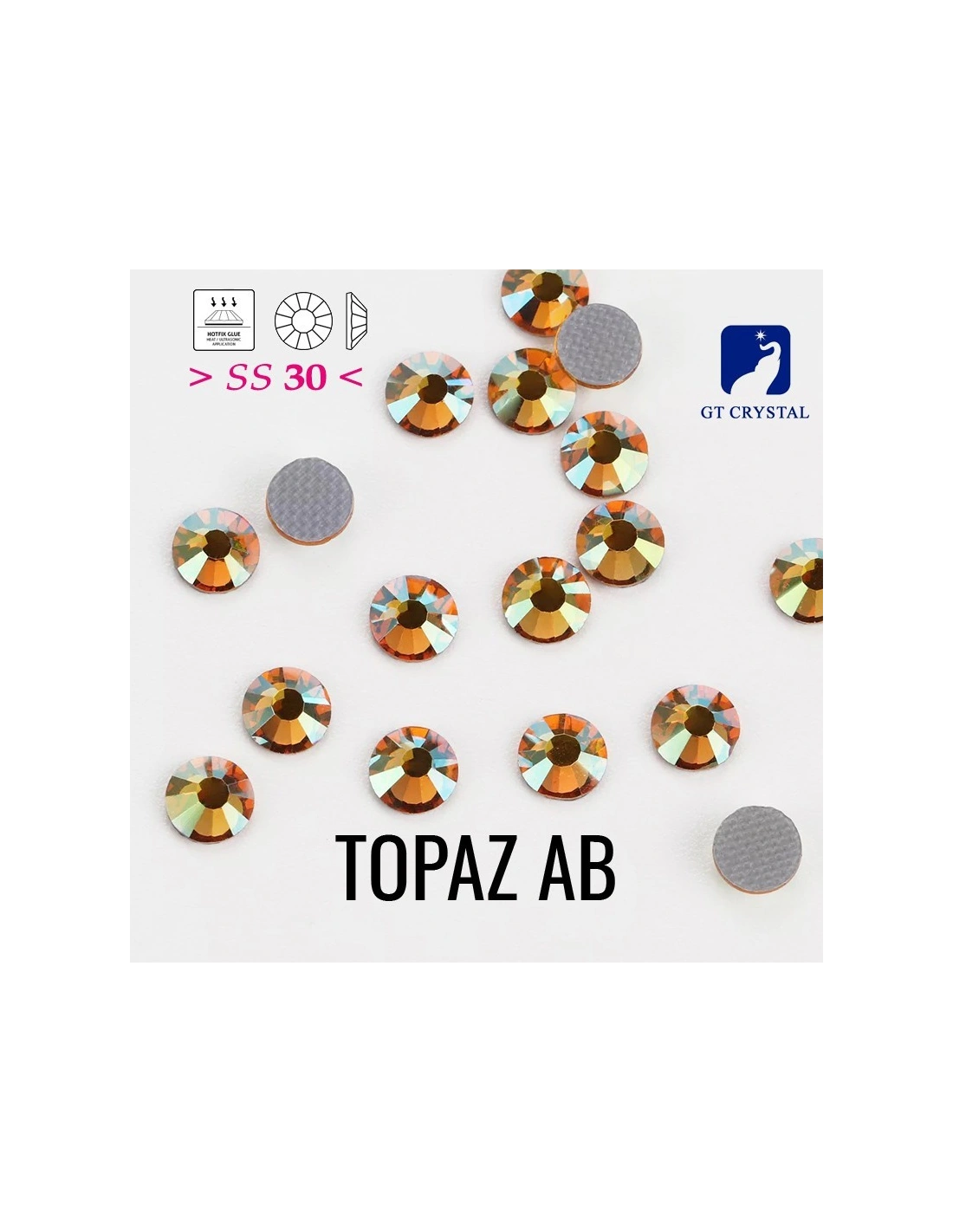 Rhinestones Gt Crystal Hotfix ss 30 Topaz- 144 pcs - Hotfix Strass