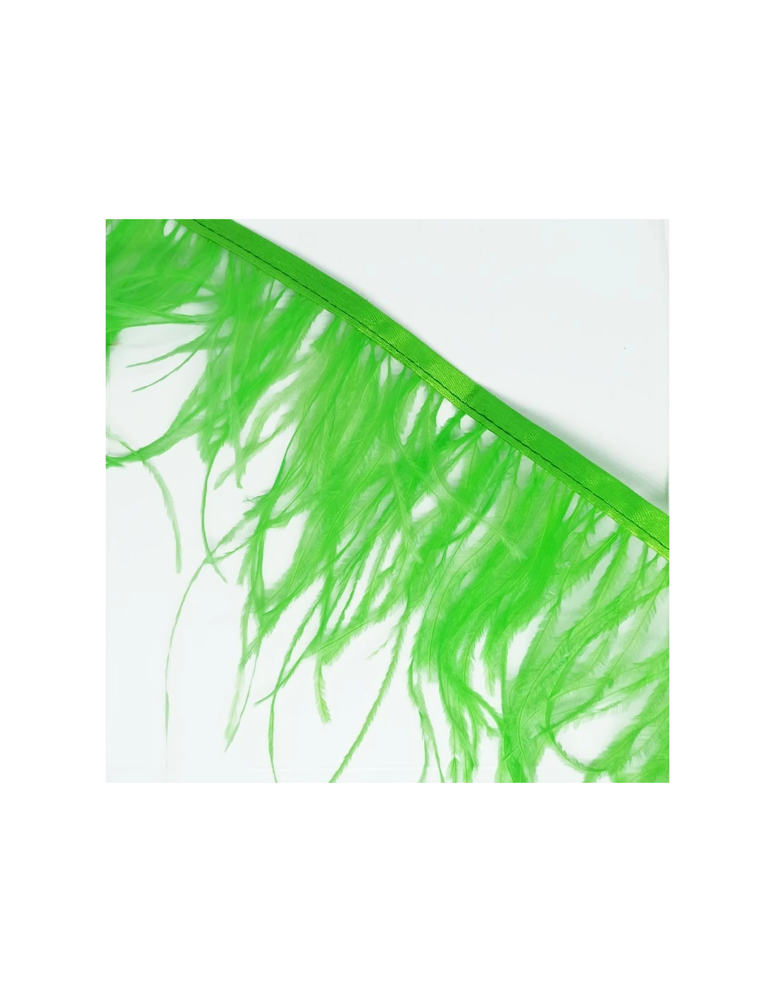 Frange da cucire Piume di Struzzo Verde Fluo pacco - 1MT.
