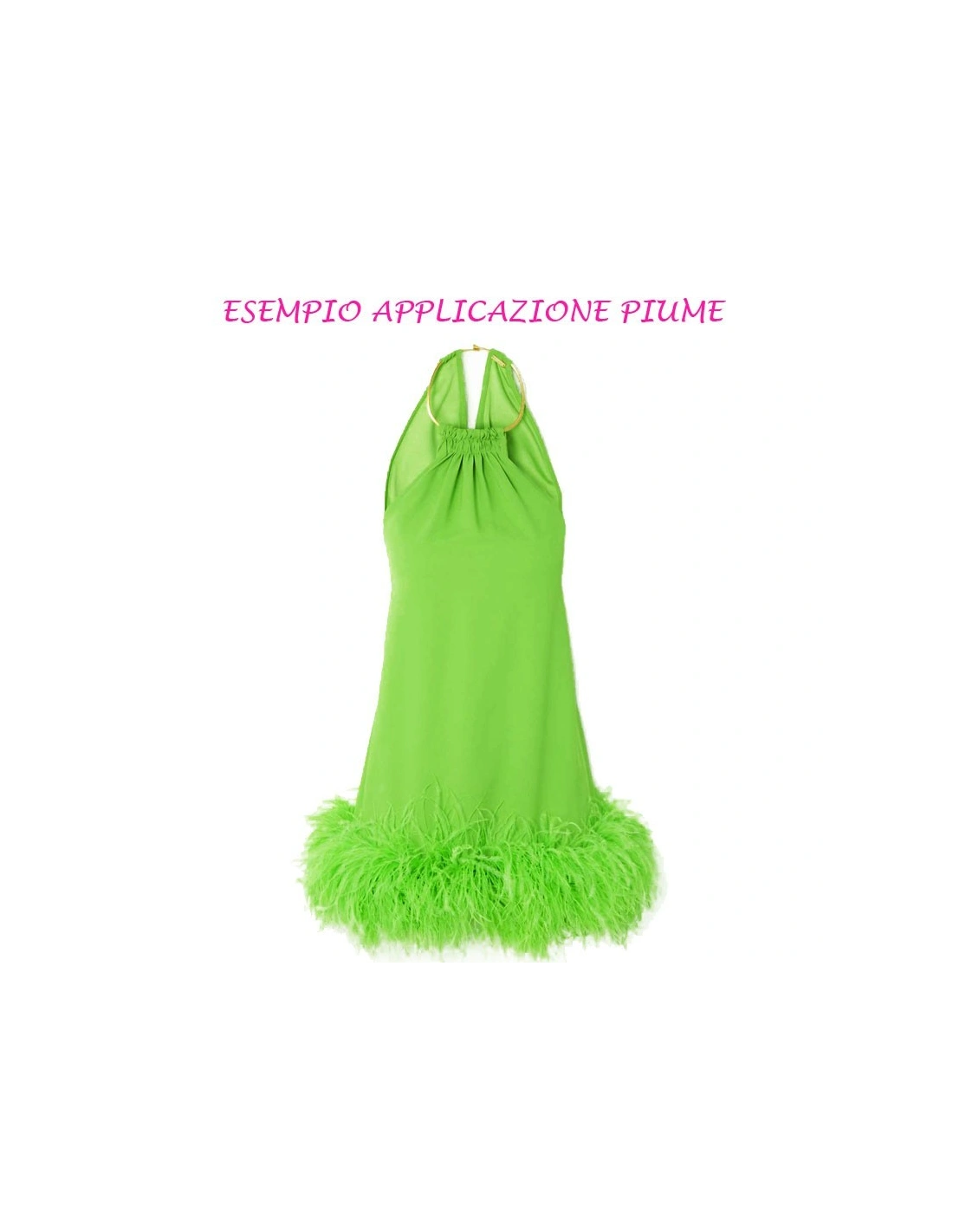 Frange da cucire Piume di Struzzo Verde Fluo pacco - 1MT.