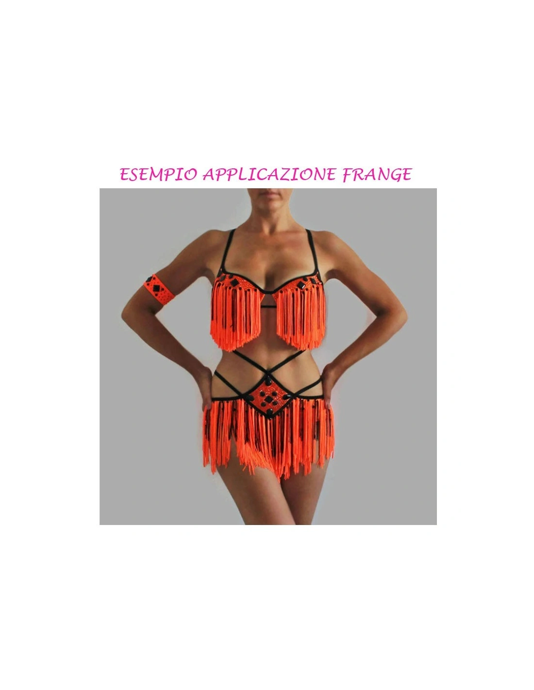 Frangia in Tripolino cm 30 Arancio Fluo - Pacco 1 mt.