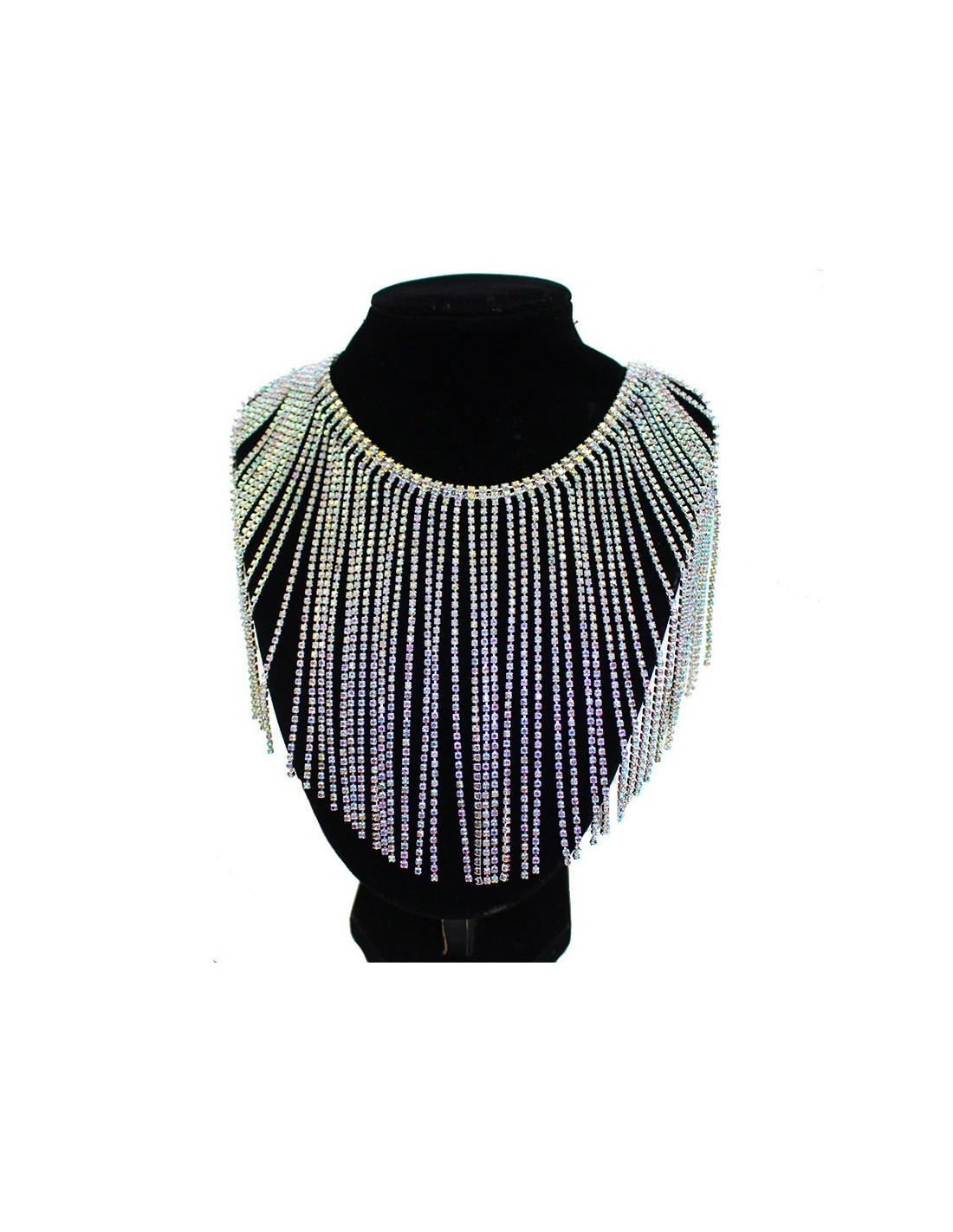 Frangia Strass Gioiello Alt. cm 12 Crystal AB-Silver - 20 CM