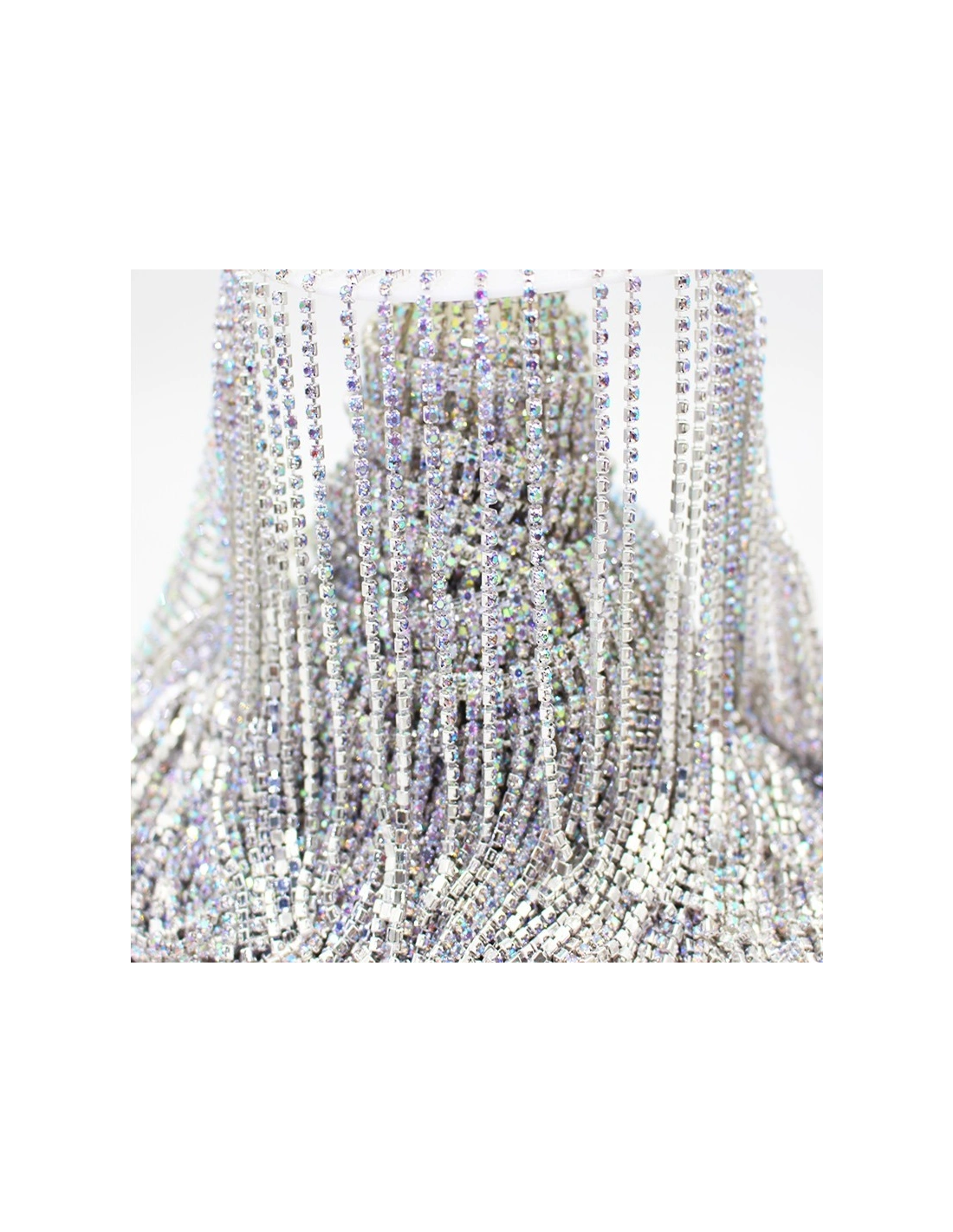 Frangia Strass Gioiello Alt. cm 12 Crystal AB-Silver - 20 CM
