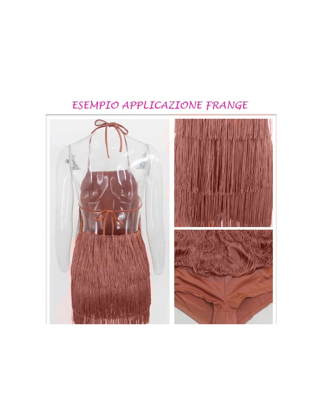 Frangia in Tripolino cm 30 Marrone Chiaro - Pacco 1 mt.