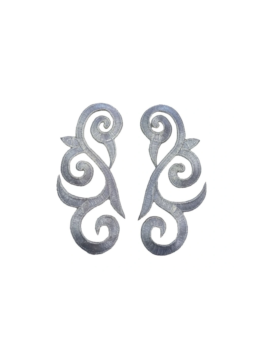 Application embroidered fabric Silver 18x5.7 cm - 1PZ - Applications for Leotards and Dresses