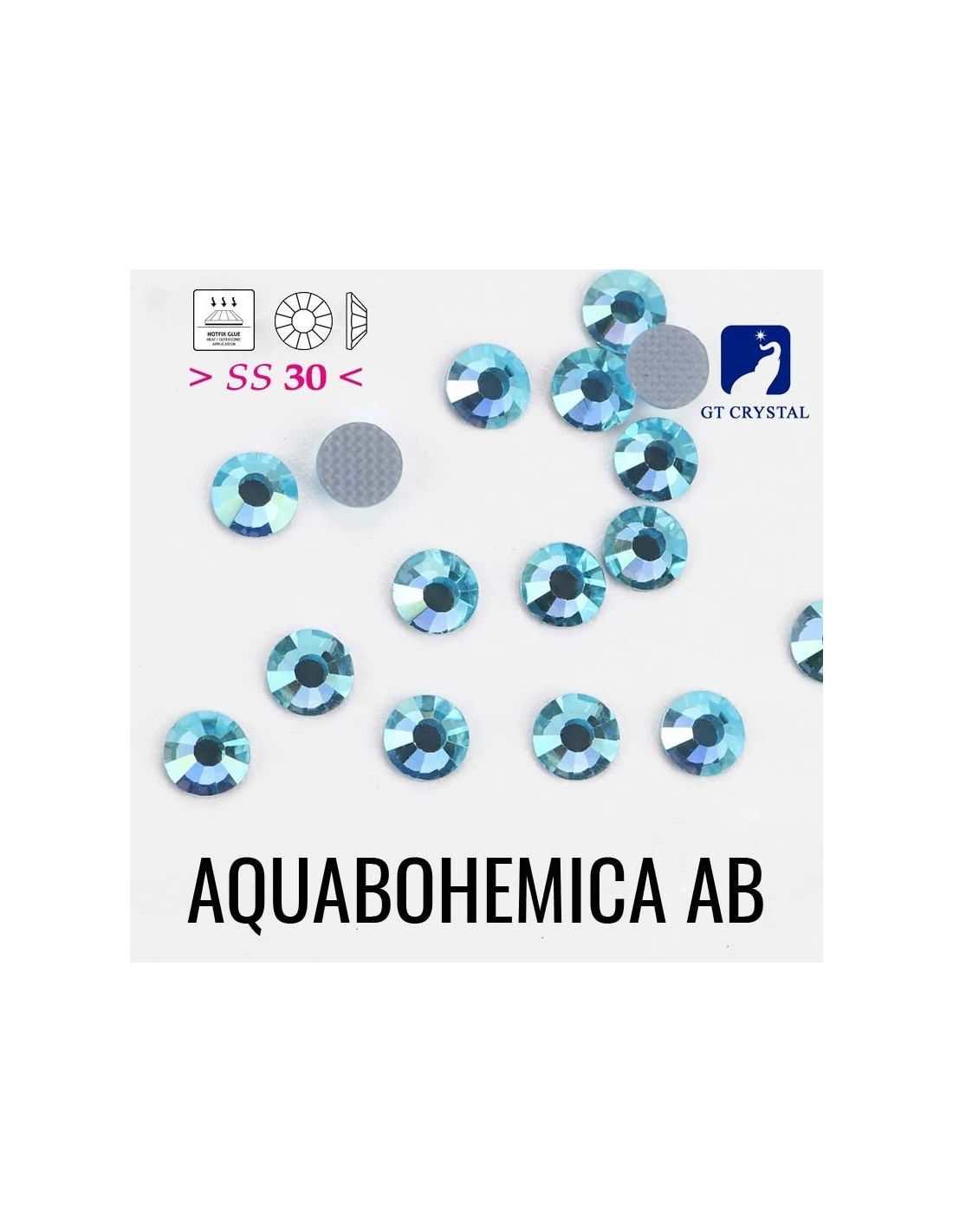 Rhinestones Gt Crystal Hotfix ss 30  Aqua Bohemica - 144 pcs - Hotfix Strass