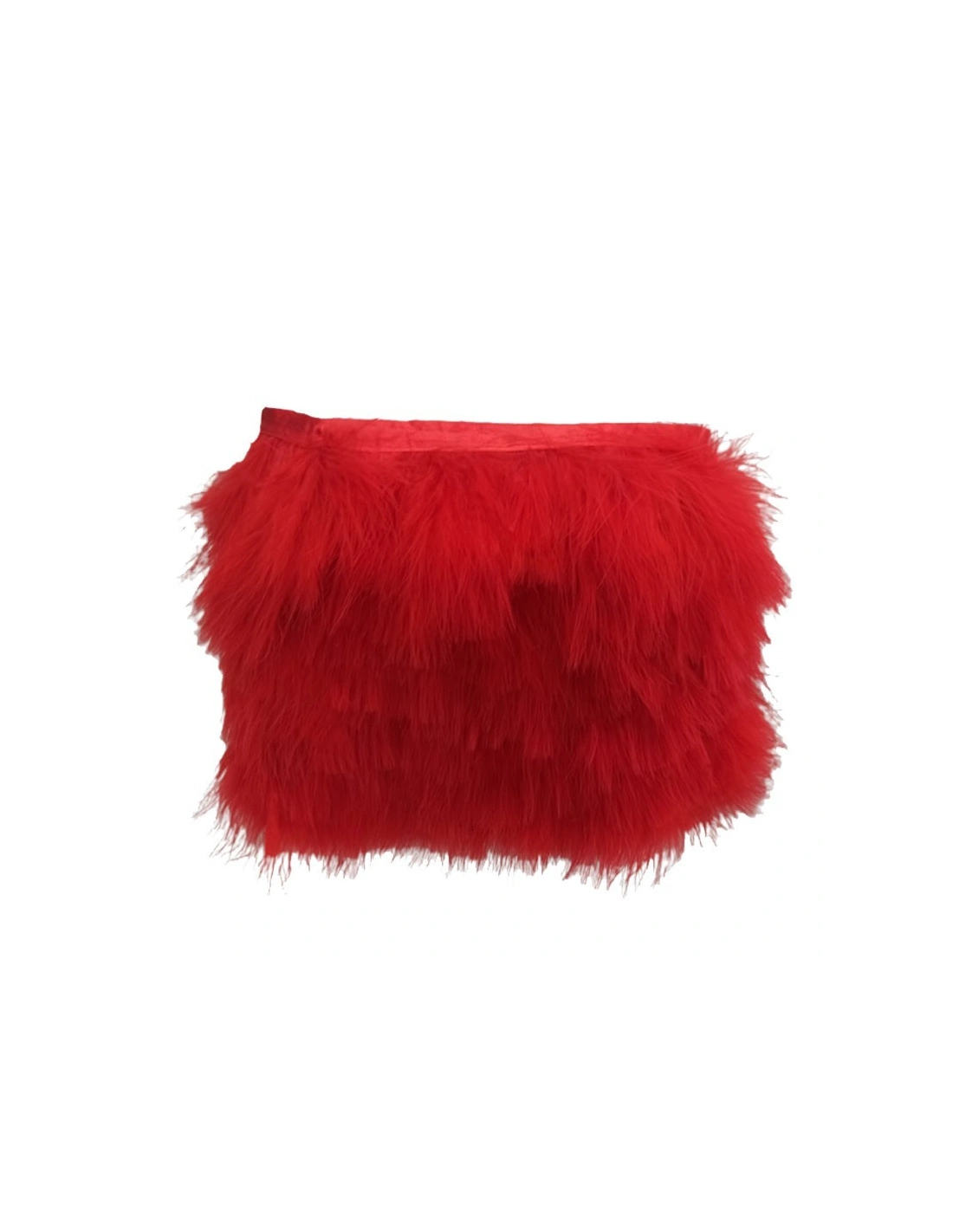 Frange da cucire con Piume Rosso pacco - 1MT.