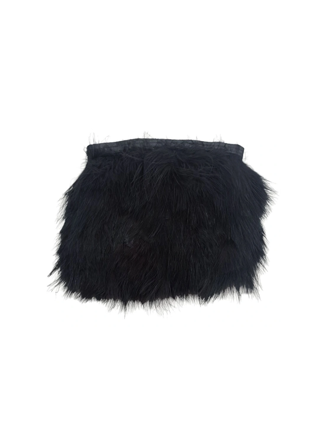 Frange da cucire con Piume  Nero pacco - 1MT.