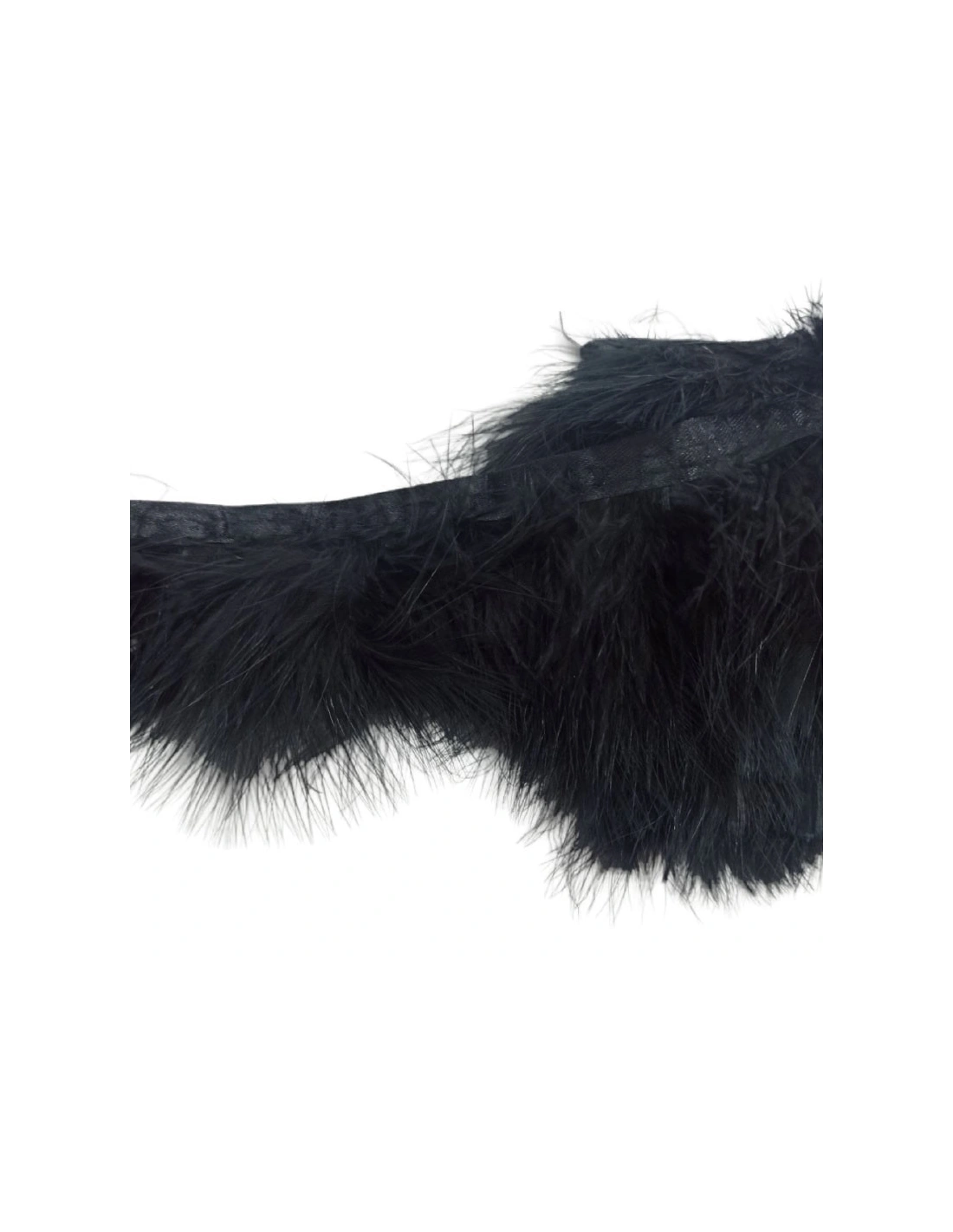 Frange da cucire con Piume  Nero pacco - 1MT.