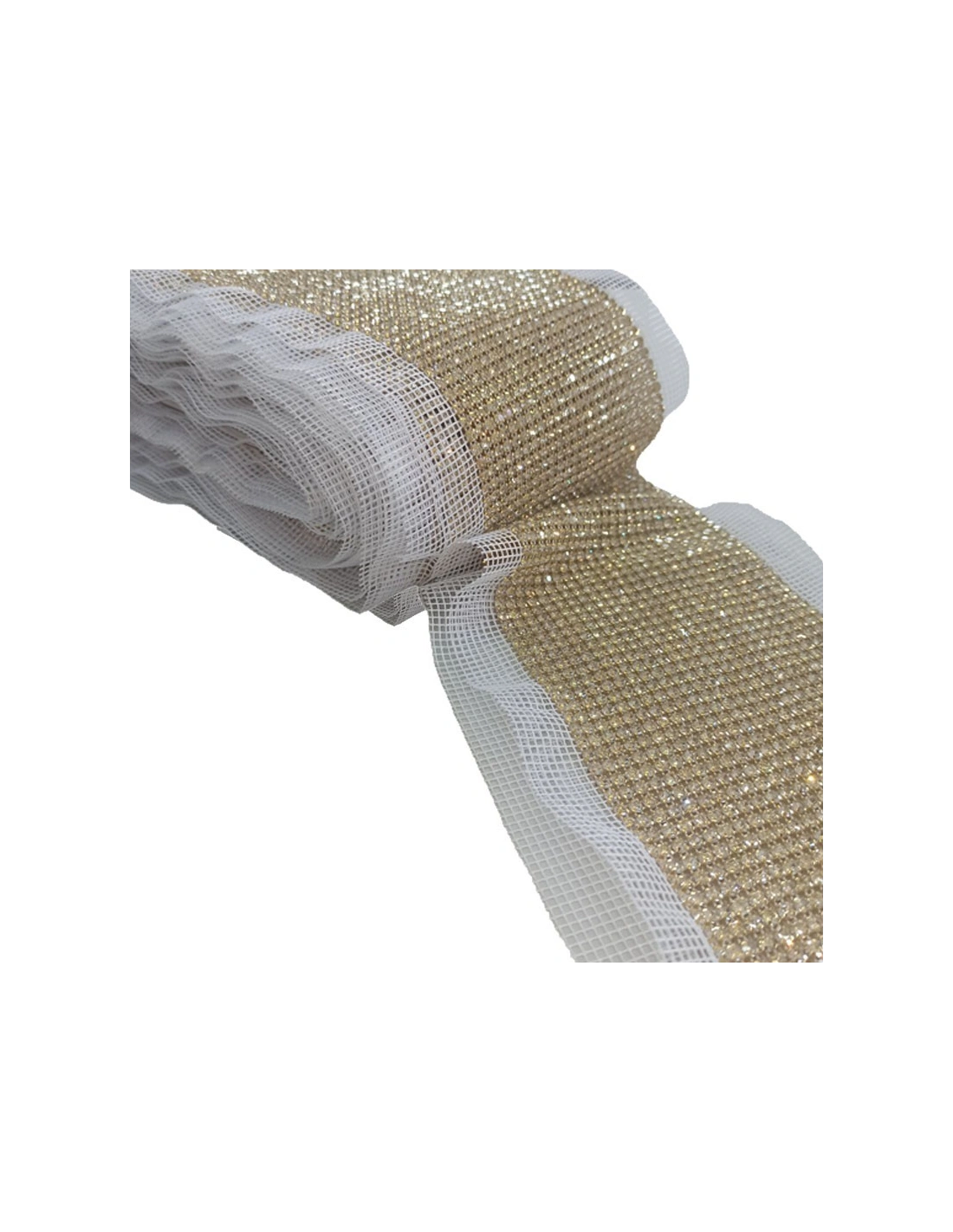 Bordura Strass su Rete ss 17 a 24 Fili Crystal-Gold- 1MT