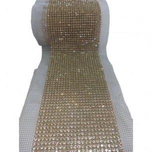 Bordura Strass su Rete ss 17 a 24 Fili Crystal-Gold- 1MT 2