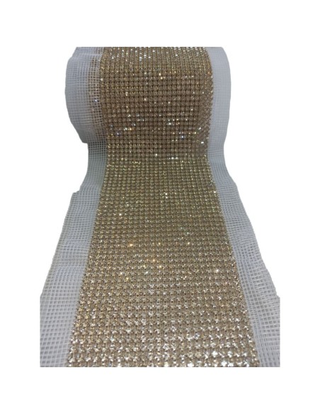 Bordura Strass su Rete ss 17 a 24 Fili Crystal-Gold- 1MT