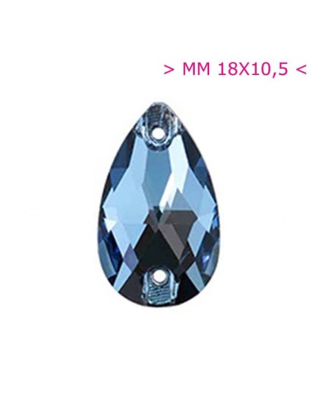 Pietra da Cucire in Cristallo GT Crystal Goccia mm 18x10,5 Aquamarine - 1PZ