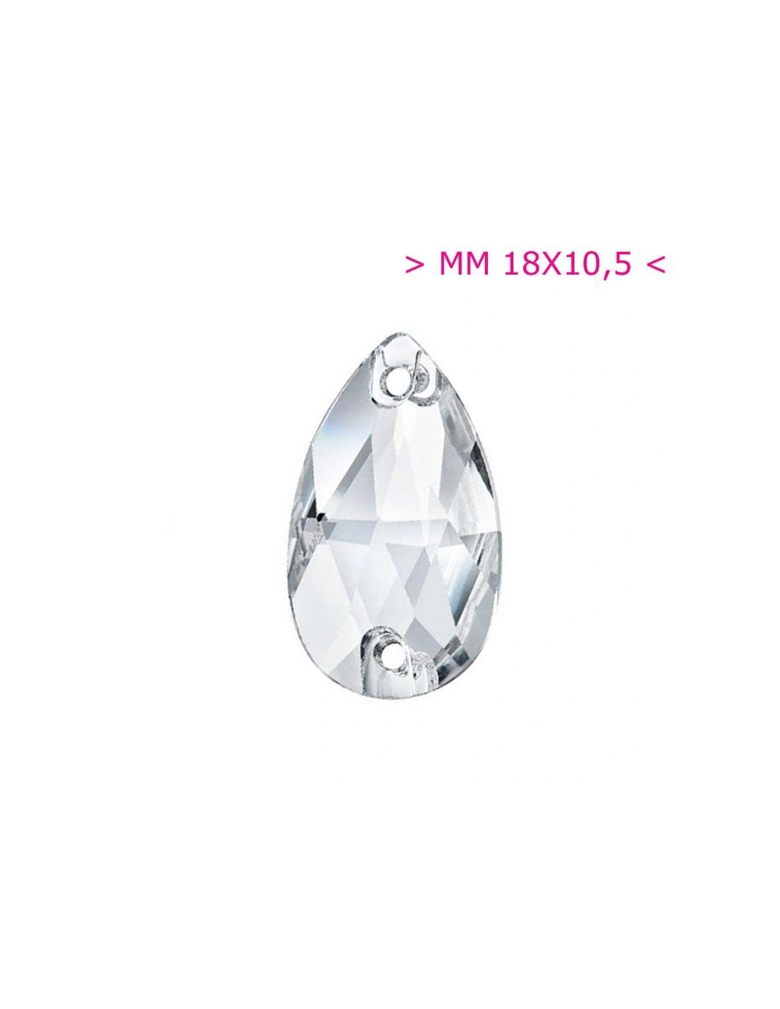 Stone Drop mm 18x10,5 Crystal - 1PC - Stone to be sewn all crystal