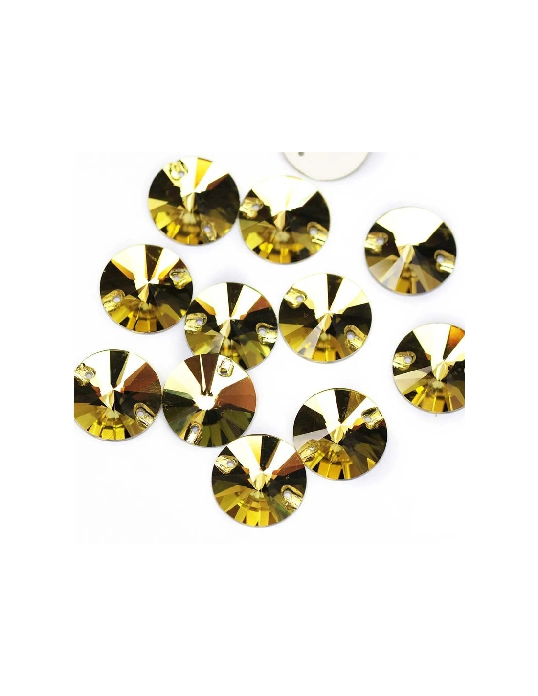 Stone Round mm 14 light topaz- 1PC - Stone to be sewn all crystal