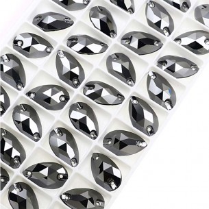 Pietra da Cucire in Cristallo GT Crystal Goccia mm 18x10,5 Hematite - 1PZ 2