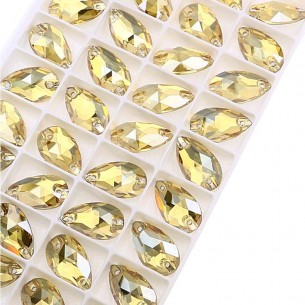 Pietra da Cucire in Cristallo GT Crystal Goccia mm 28x17 Golden Shadow - 1PZ 2