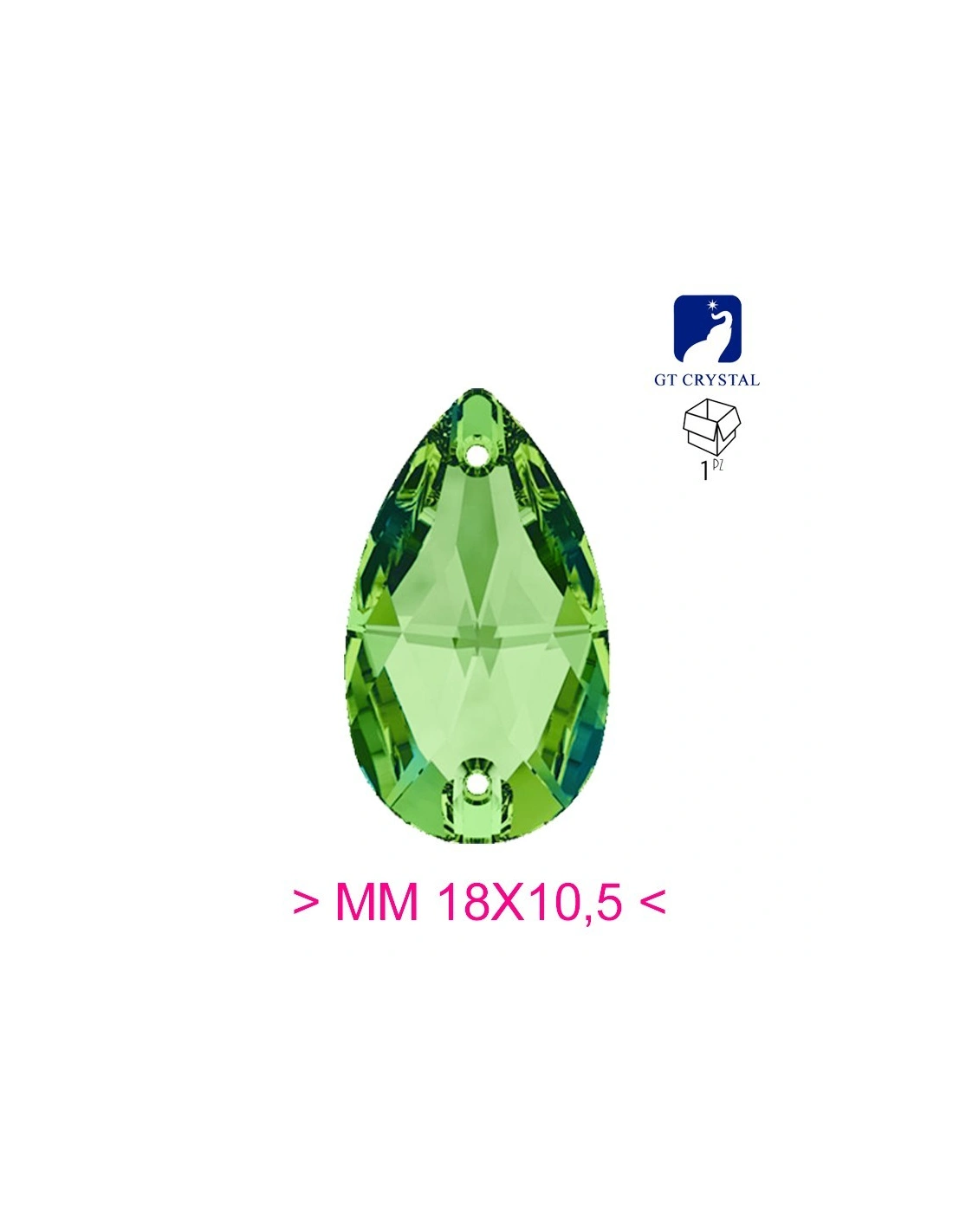 Stone Drop mm 18x10,5 Crystal - 1PC - Stone to be sewn all crystal